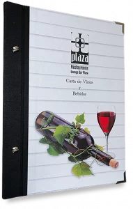 Carta de vinos con tornillos vistos