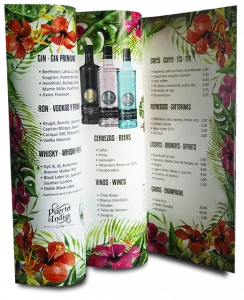 Carta de cócktails en policarbonato